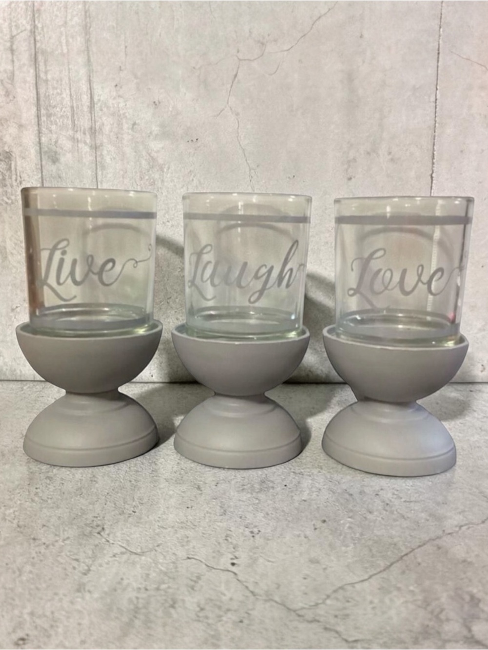 True Living Essentials 6 Piece Votive Candle Holder Set Live Laugh Love